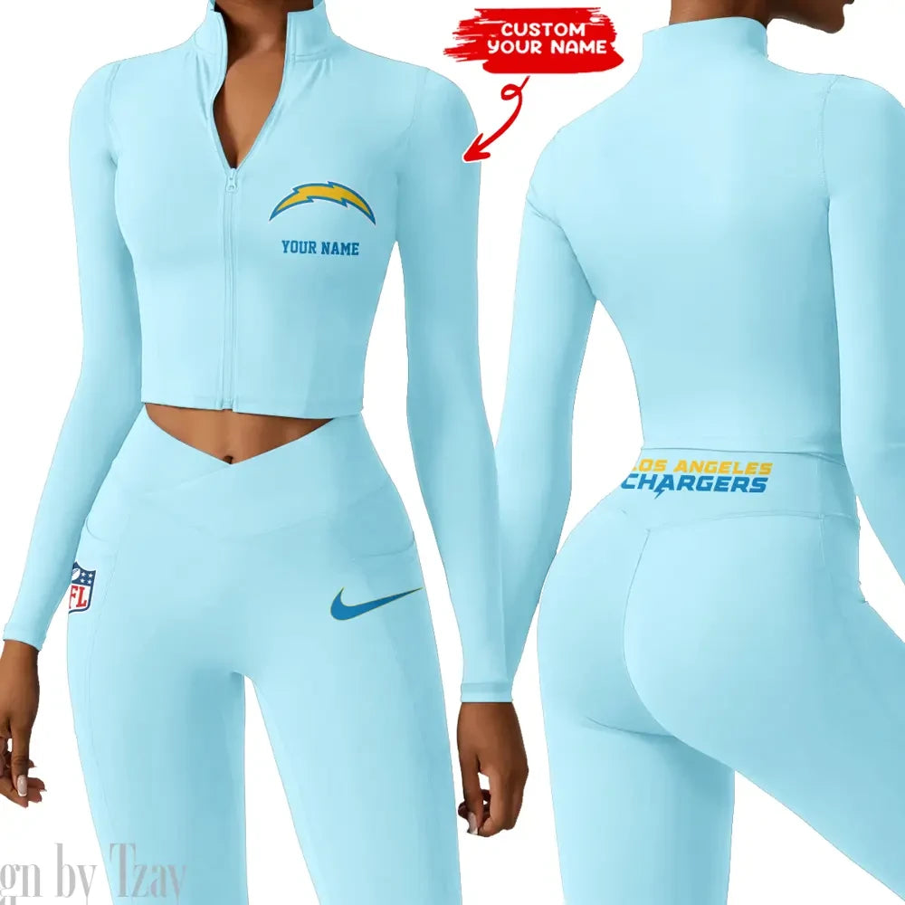 Los Angeles Chargers Zipper Sports Top Women Gym Long Sleeve for Fitness SPTZSTW018