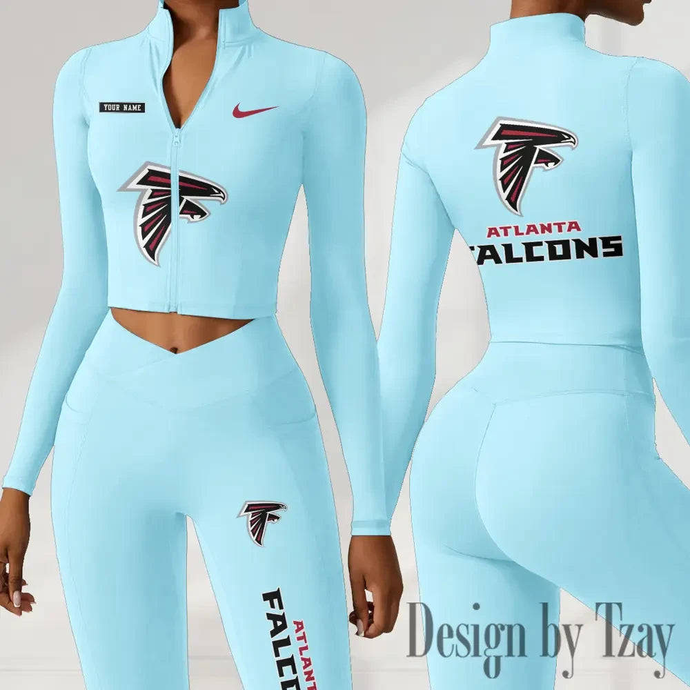 Atlanta Falcons Women Activewear Set 2 Piece Crop Jacket and High Waist Leggings SPTZSTW264
