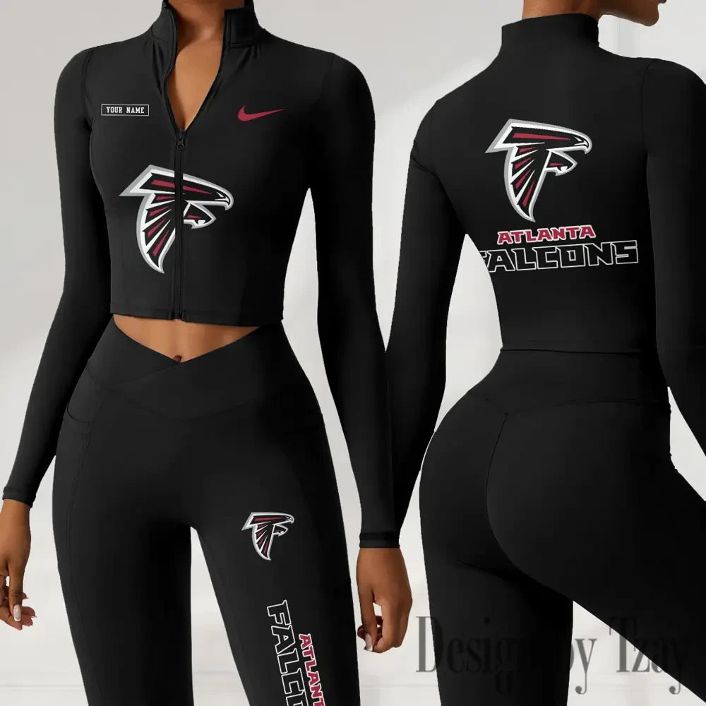 Atlanta Falcons Women Activewear Set 2 Piece Crop Jacket and High Waist Leggings SPTZSTW264