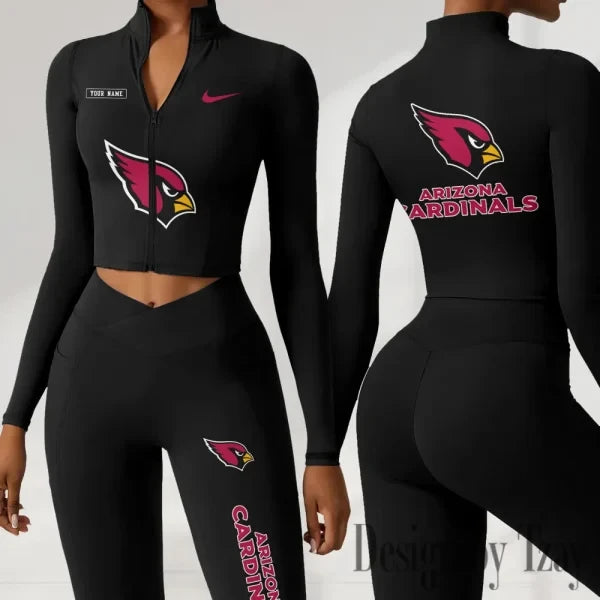 Arizona Cardinals Women Activewear Set 2 Piece Crop Jacket and High Waist Leggings SPTZSTW263