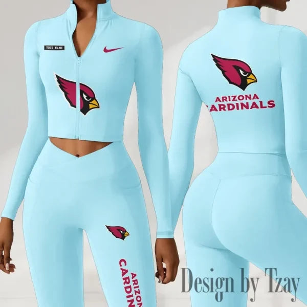 Arizona Cardinals Women Activewear Set 2 Piece Crop Jacket and High Waist Leggings SPTZSTW263