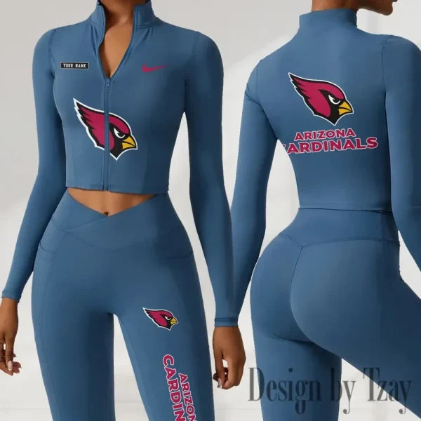 Arizona Cardinals Women Activewear Set 2 Piece Crop Jacket and High Waist Leggings SPTZSTW263