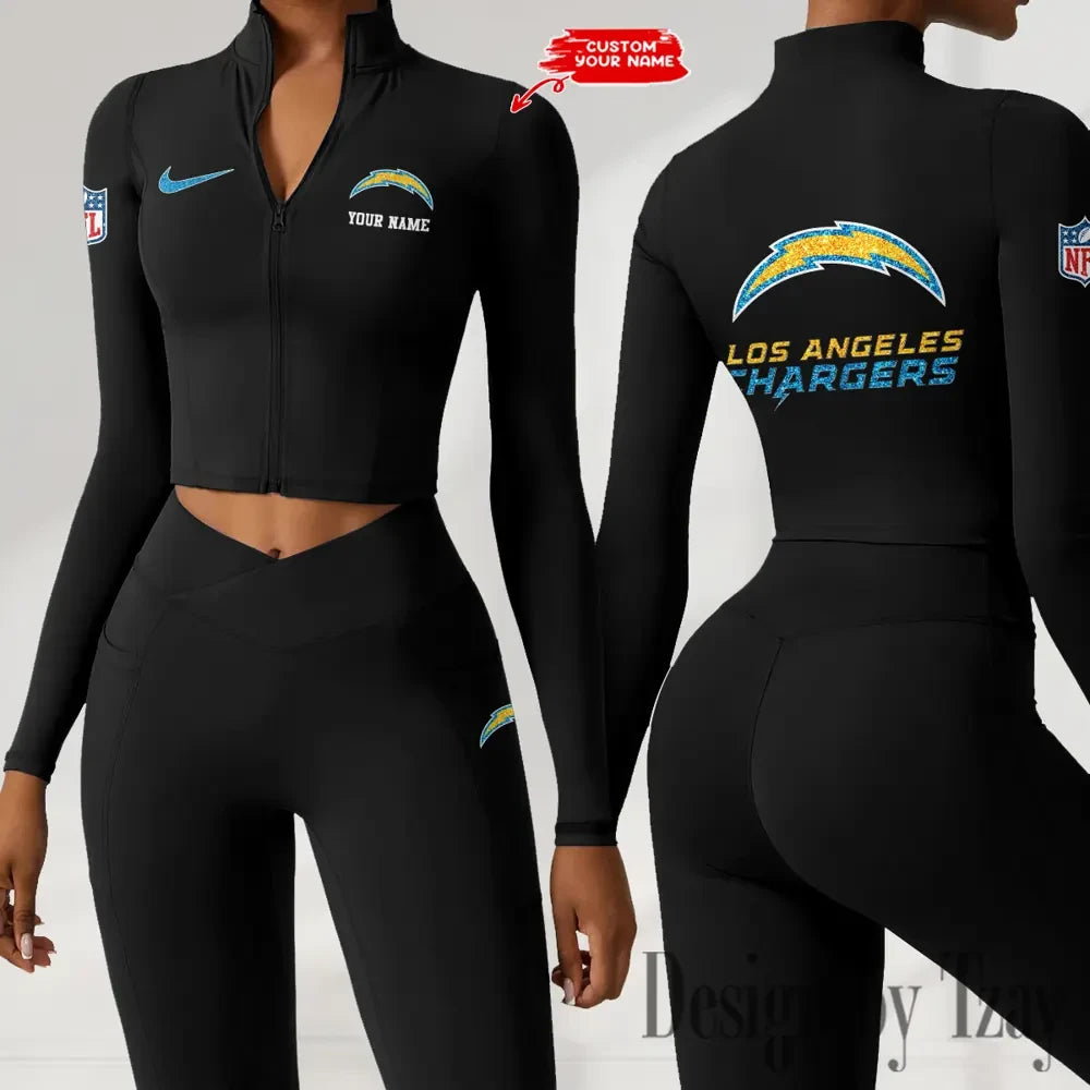 Los Angeles Chargers Zipper Sports Top Women Gym Long Sleeve for Fitness SPTZSTW119