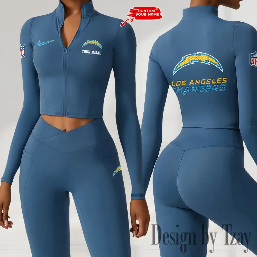 Los Angeles Chargers Zipper Sports Top Women Gym Long Sleeve for Fitness SPTZSTW119