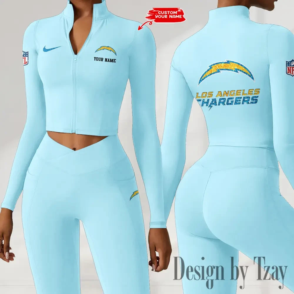 Los Angeles Chargers Zipper Sports Top Women Gym Long Sleeve for Fitness SPTZSTW119