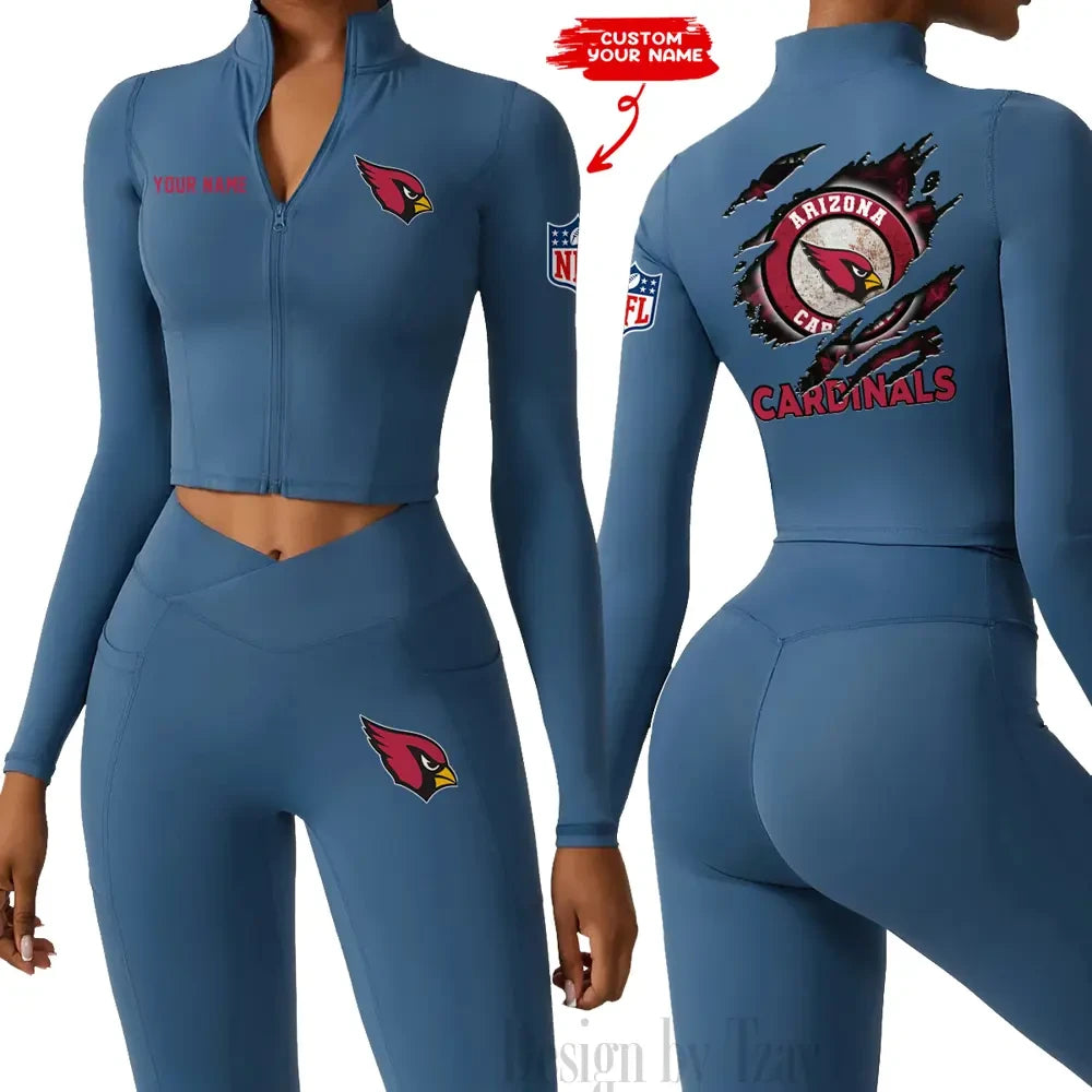 Arizona Cardinals Women Activewear Set 2 Piece Crop Jacket and High Waist Leggings SPTZSTW231