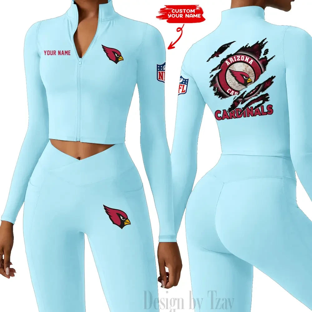 Arizona Cardinals Women Activewear Set 2 Piece Crop Jacket and High Waist Leggings SPTZSTW231