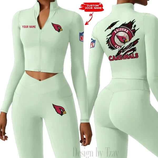 Arizona Cardinals Women Activewear Set 2 Piece Crop Jacket and High Waist Leggings SPTZSTW231