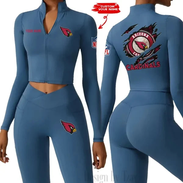Arizona Cardinals Women Activewear Set 2 Piece Crop Jacket and High Waist Leggings SPTZSTW231