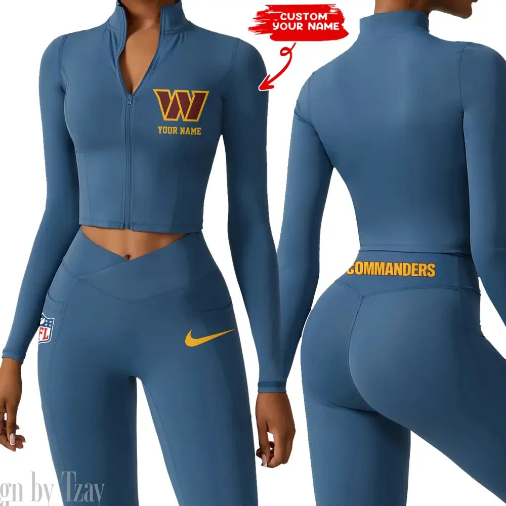 Washington Commanders Zipper Sports Top Women Gym Long Sleeve for Fitness SPTZSTW032