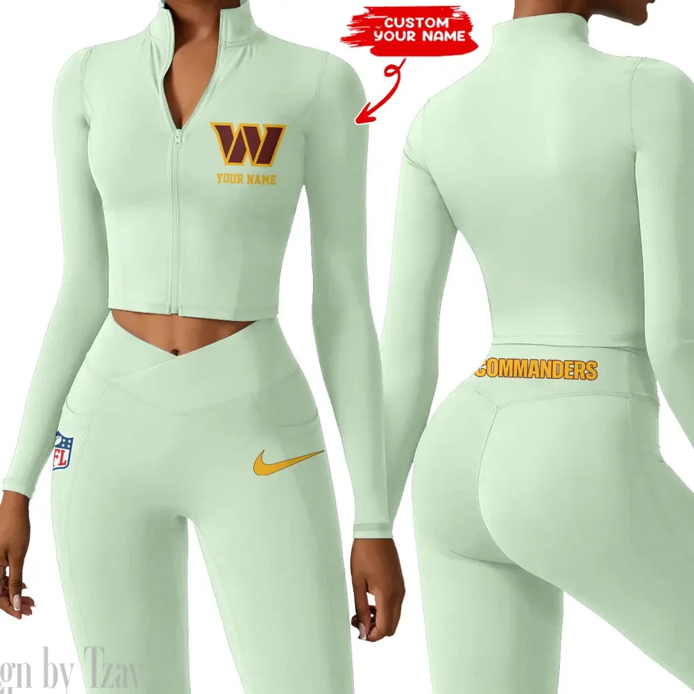 Washington Commanders Zipper Sports Top Women Gym Long Sleeve for Fitness SPTZSTW032