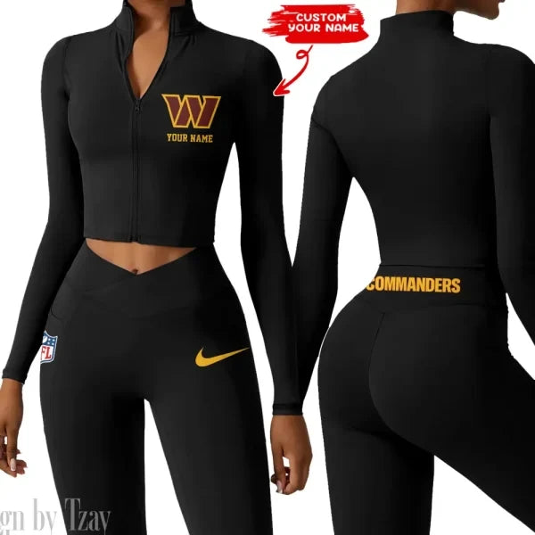 Washington Commanders Zipper Sports Top Women Gym Long Sleeve for Fitness SPTZSTW032