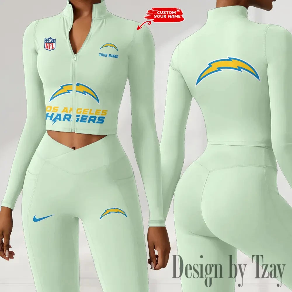 Los Angeles Chargers Zipper Sports Top Women Gym Long Sleeve for Fitness SPTZSTW050
