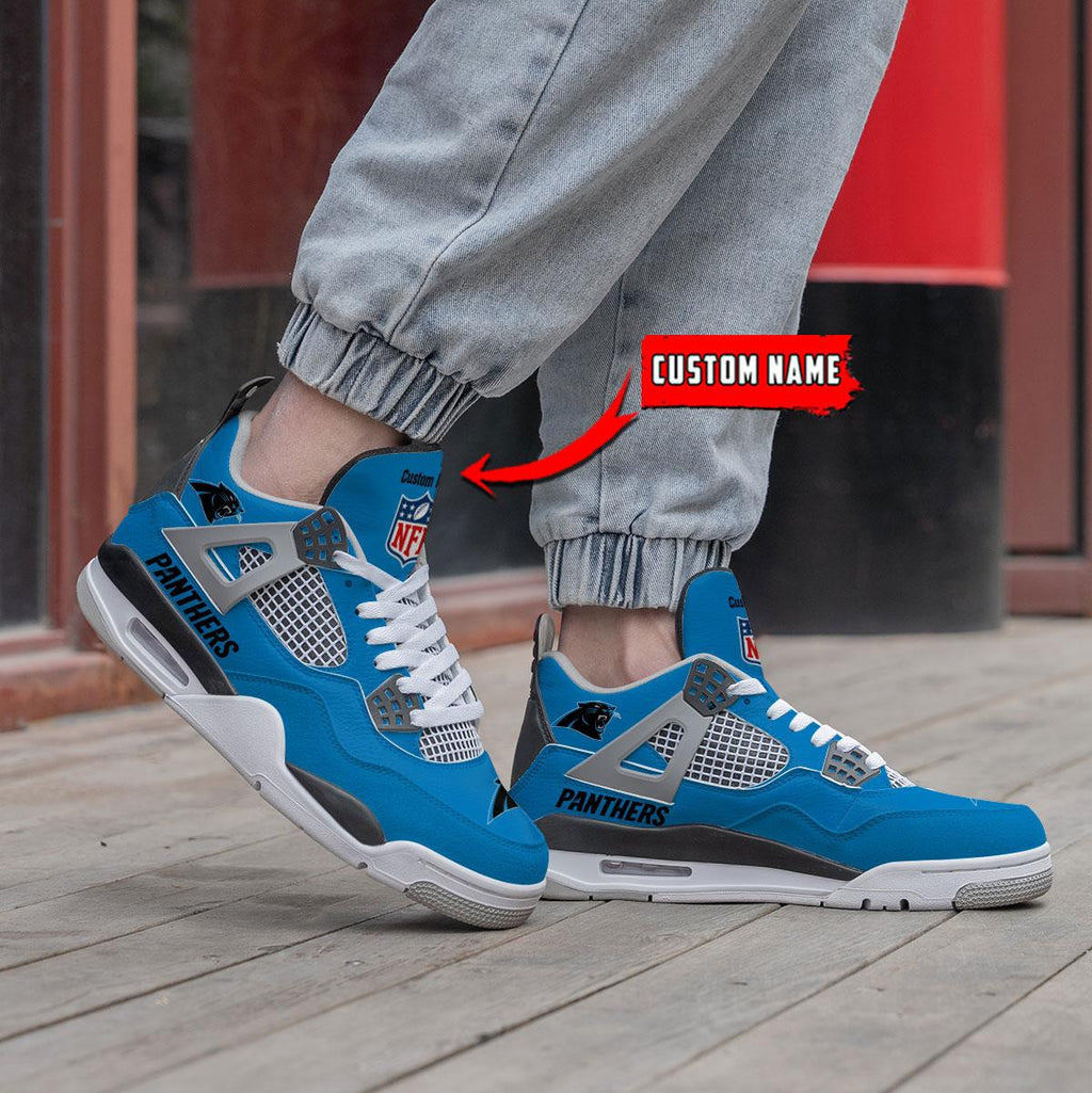 Carolina Panthers Personalized AJ4 Sneaker BG349