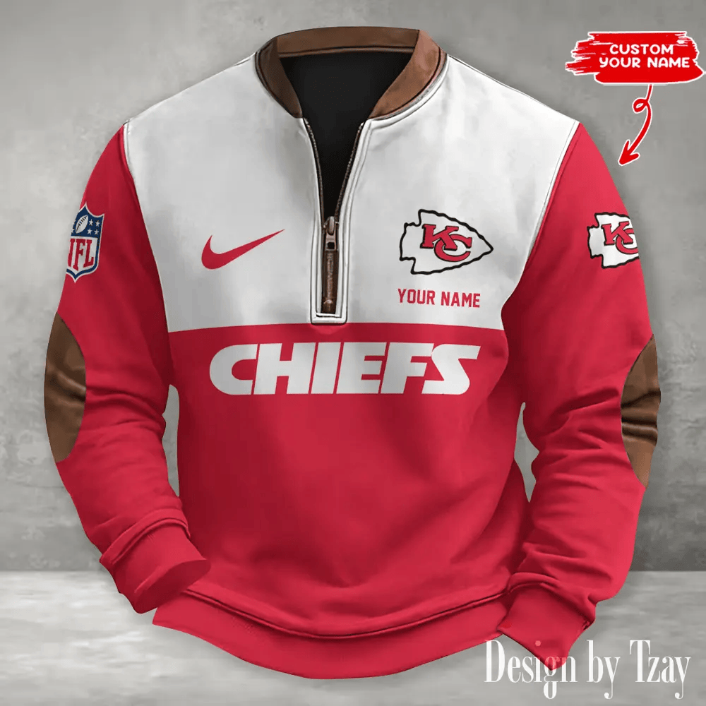 S9MPZNS125-Kansas City Chiefs Premium Personalized Game-Day Quarter-Zip