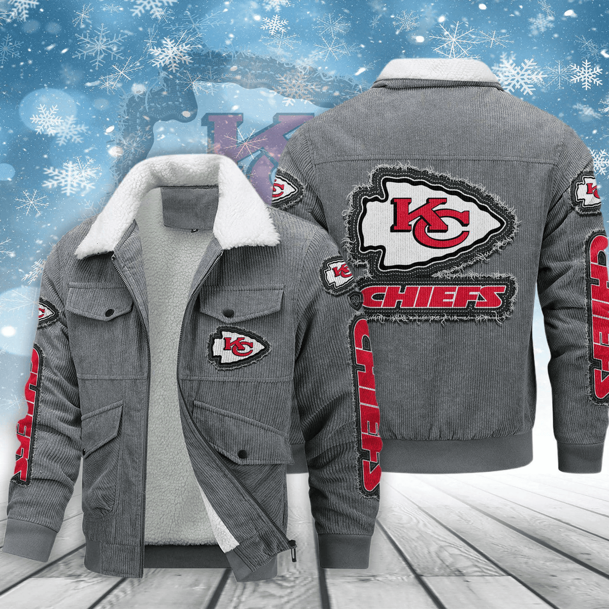 Kansas City Chiefs Men's Thickened Corduroy Jacket ANZVITCJ016