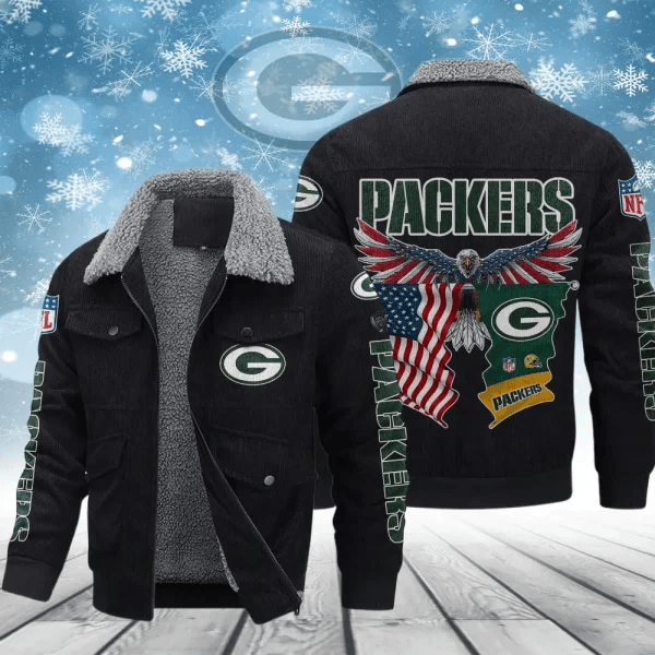 Green Bay Packers VITCJ084 Men’s Thickened Corduroy Jacket