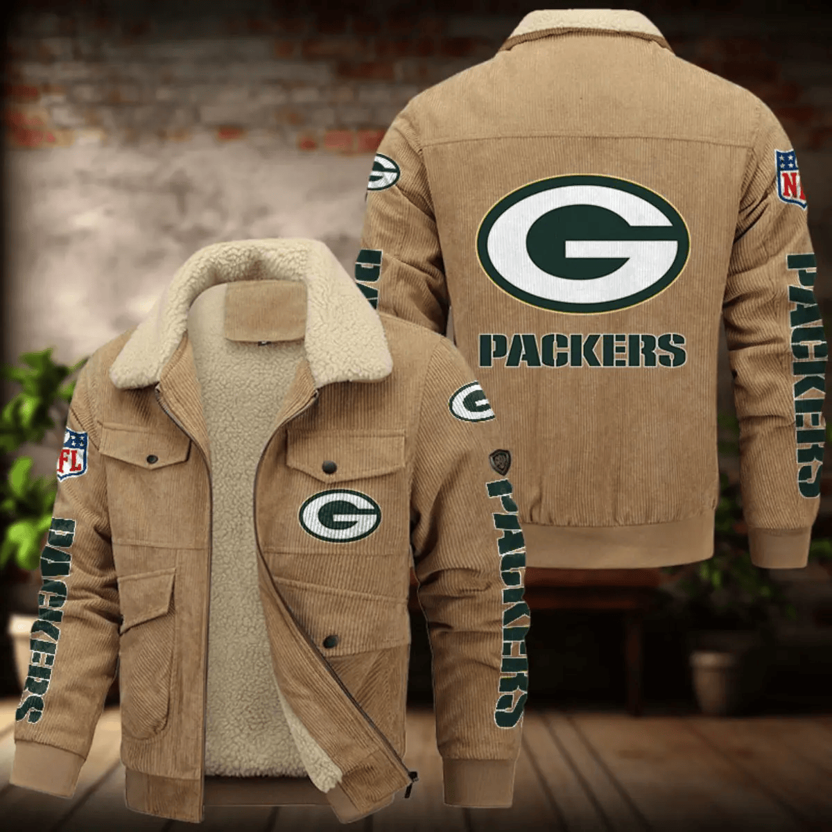 Green Bay Packers Men's Thickened Corduroy Jacket ANZANZTCJ012