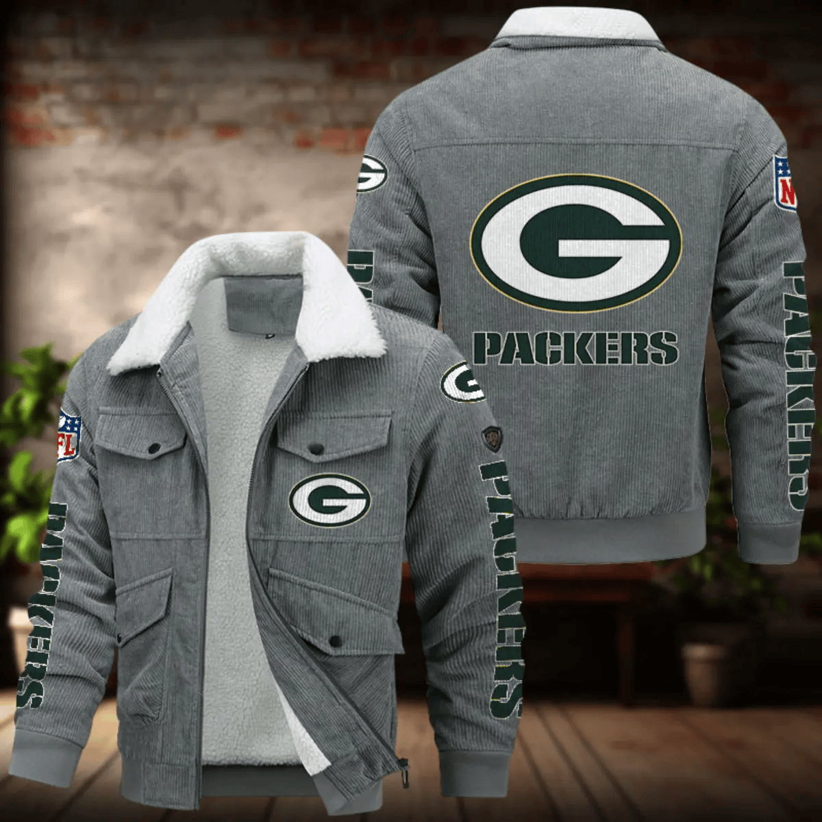 Green Bay Packers Men's Thickened Corduroy Jacket ANZANZTCJ012