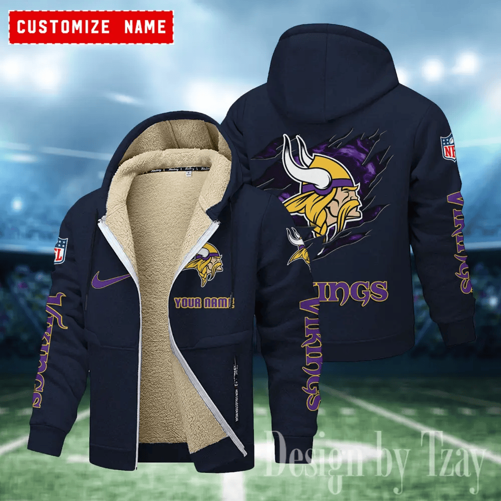 Minnesota Vikings Hoodies Zip Velvet Coat AANZTZH086