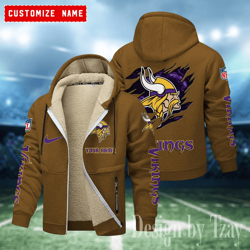 Minnesota Vikings Hoodies Zip Velvet Coat AANZTZH086
