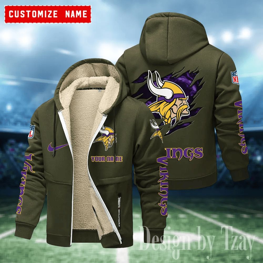 Minnesota Vikings Hoodies Zip Velvet Coat AANZTZH086