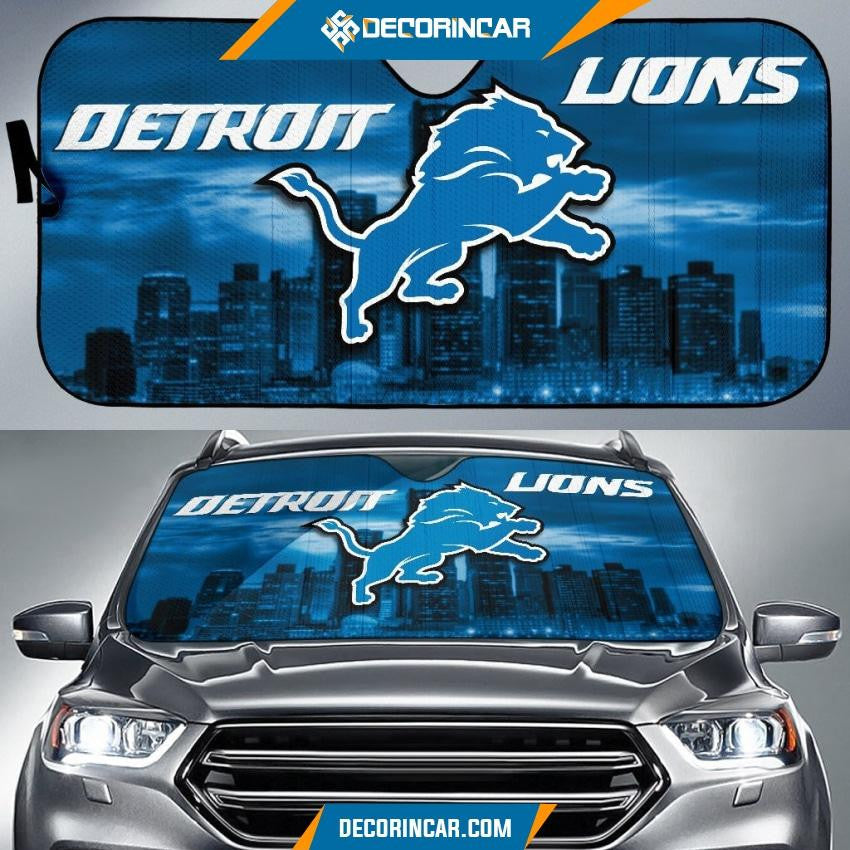 Detroit Lions Car Sun Shade Detroit Lions Logo City Background Sun Shade GTS011328