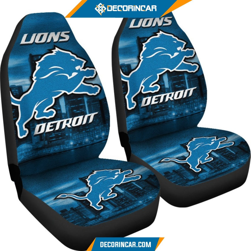 Detroit Lions Car Seat Covers Detroit Lions Logo City Background Seat Covers GTS010873