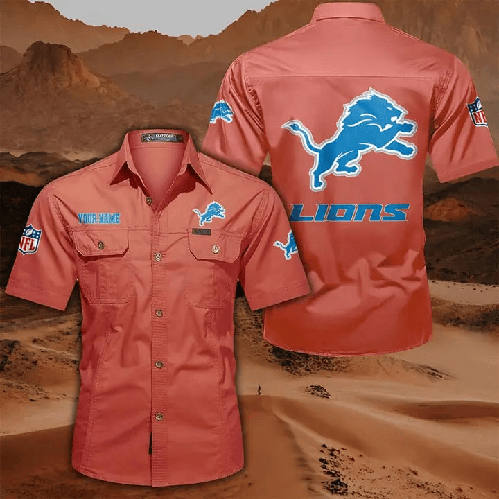 Detroit Lions Military Cargo Cotton Shirts