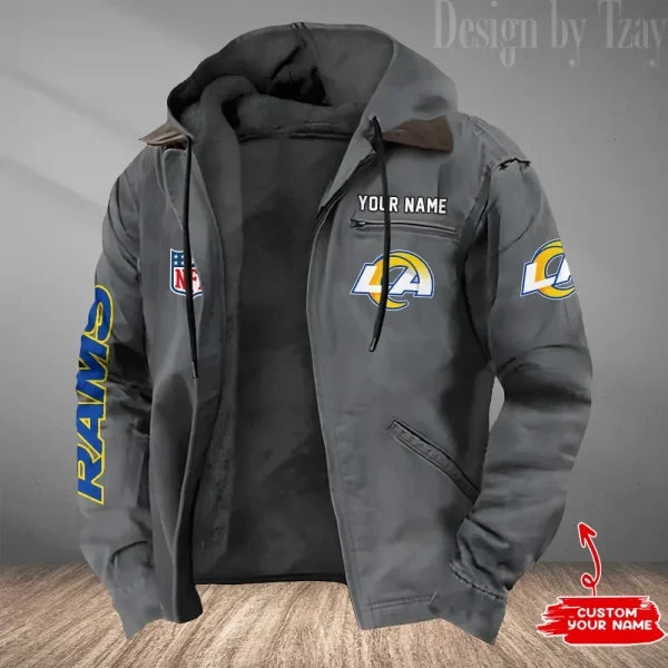 Los Angeles Rams Men's Casual Padded Jacket Hooded Trending 2026 SPTPJH084