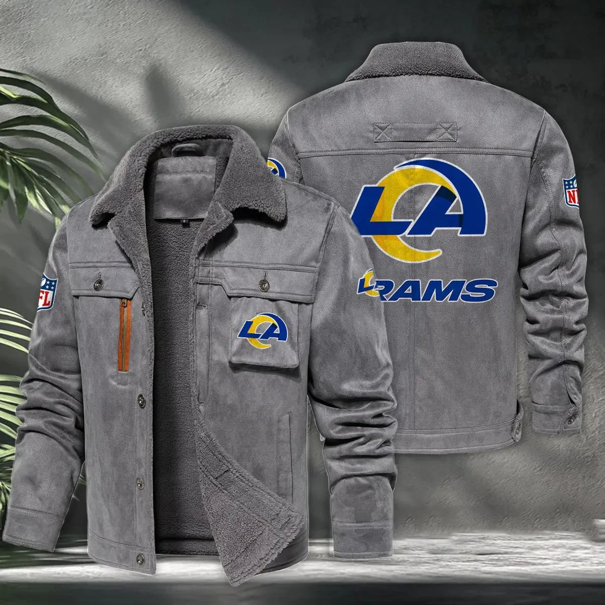 Los Angeles Rams PURHLA019 Fur Collar Winter Casual Jacket