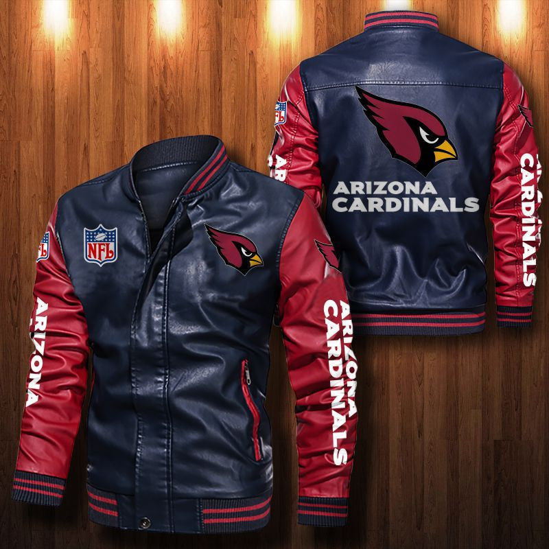 Signature Series Leather Jacket — Plush Sherpa Lining Arizona Cardinals HVKE1008