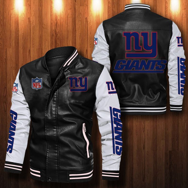 Signature Series Leather Jacket — Plush Sherpa Lining New York Giants HVKE1030