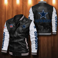 Signature Series Leather Jacket — Plush Sherpa Lining Dallas Cowboys HVKE1016