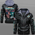 Miami Dolphins HVKC7230 - Premium & Ultra-Thick Leather Jacket with Fleece Hood