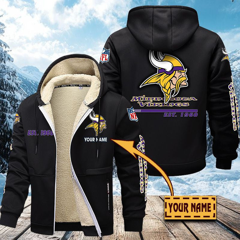 Premium Sherpa-Lined Winter Hoodie – Personalized Edition Minnesota Vikings VITZC090