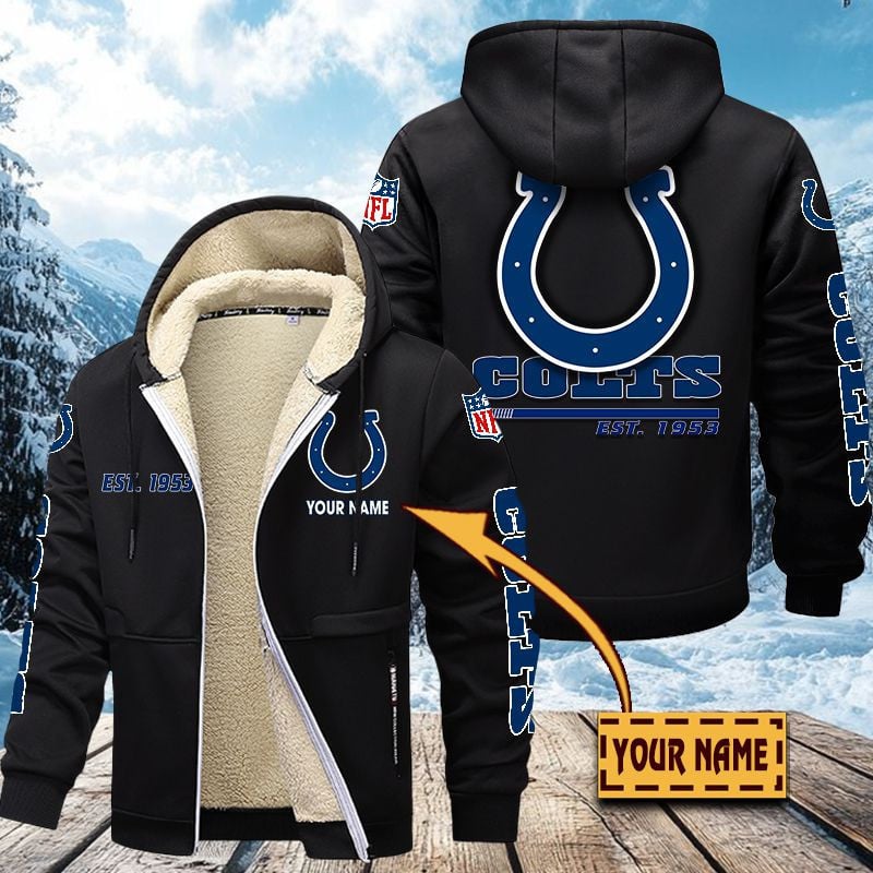 Premium Sherpa-Lined Winter Hoodie – Personalized Edition Indianapolis Colts VITZC084