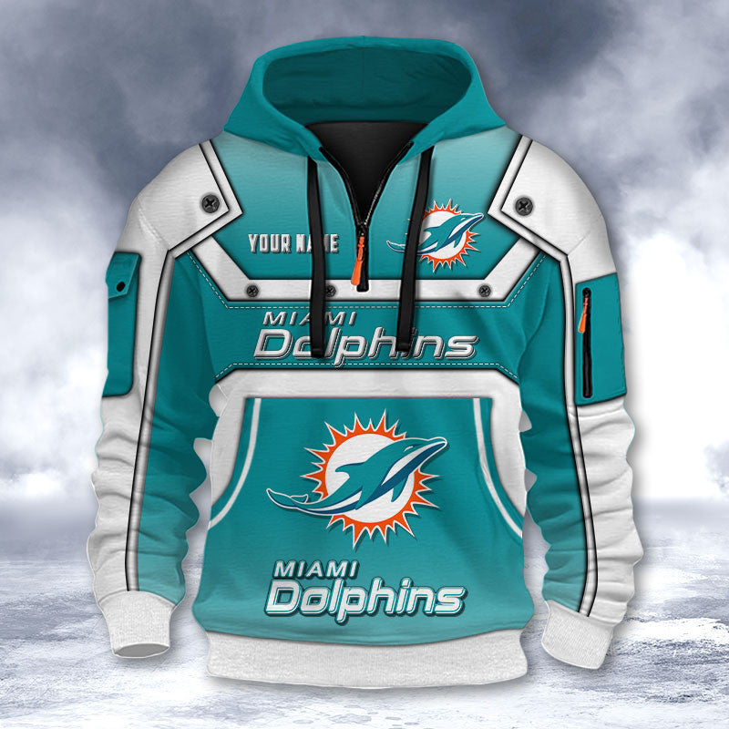 Miami Dolphins DMHT2565 3D Half-zip Hoodie