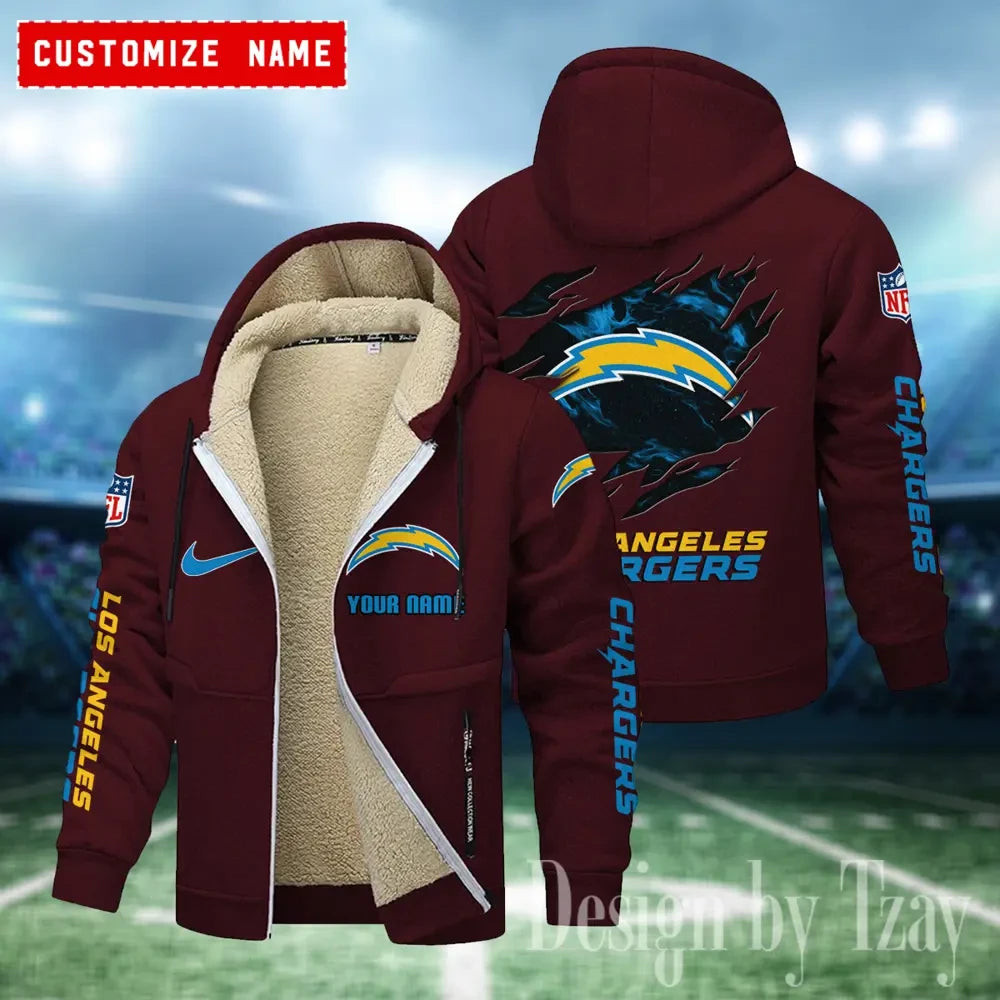 Los Angeles Chargers Hoodies Zip Velvet Coat ANZTZH083