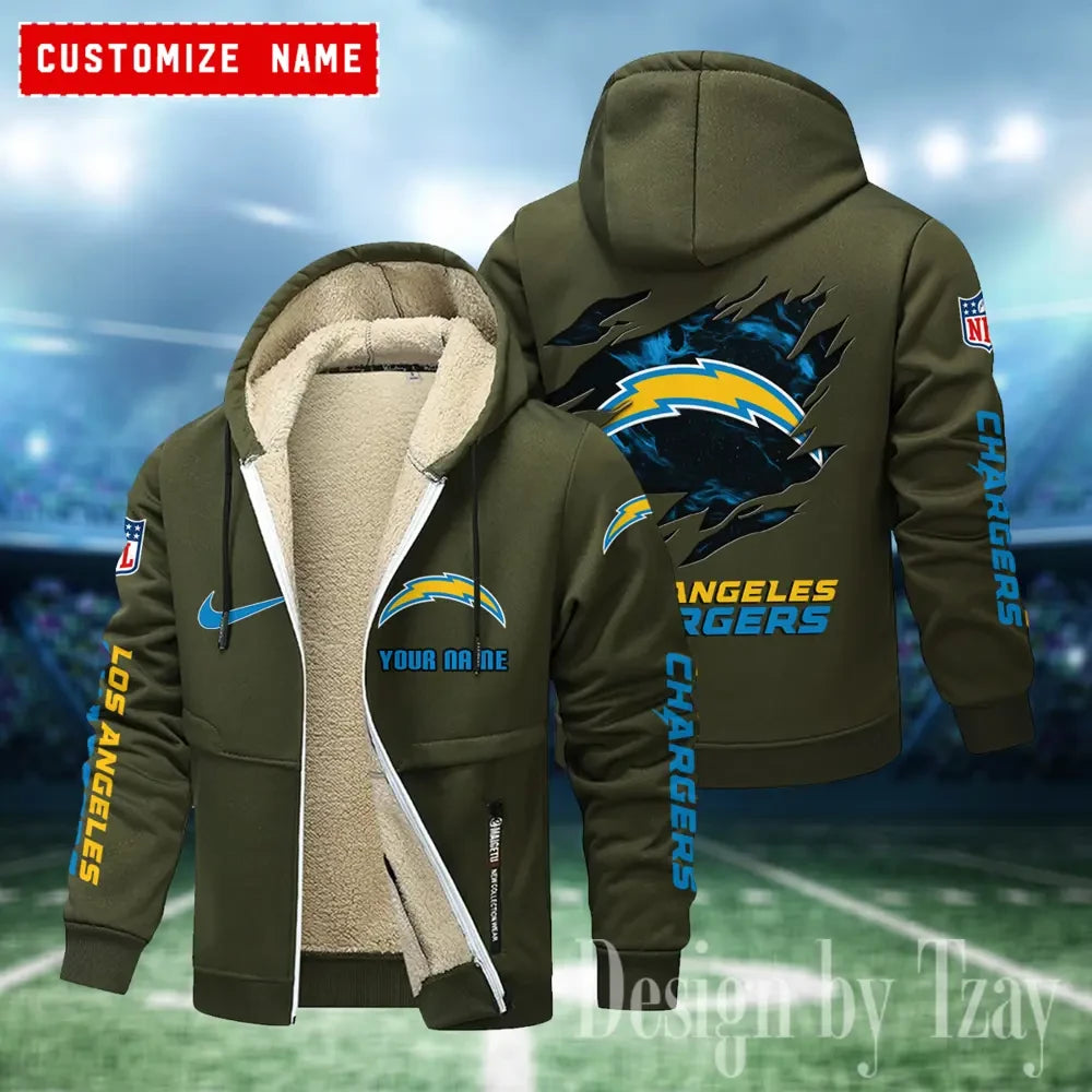 Los Angeles Chargers Hoodies Zip Velvet Coat ANZTZH083