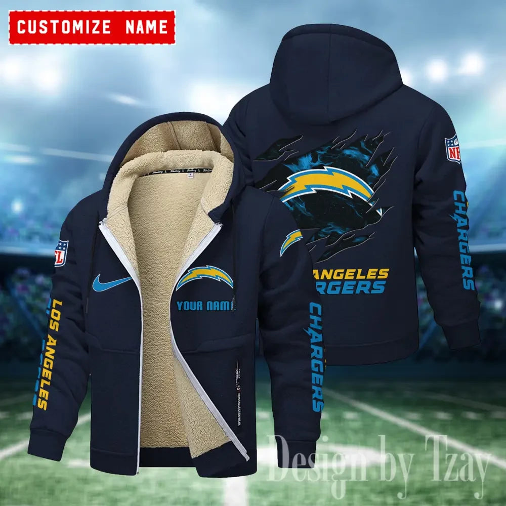 Los Angeles Chargers Hoodies Zip Velvet Coat ANZTZH083