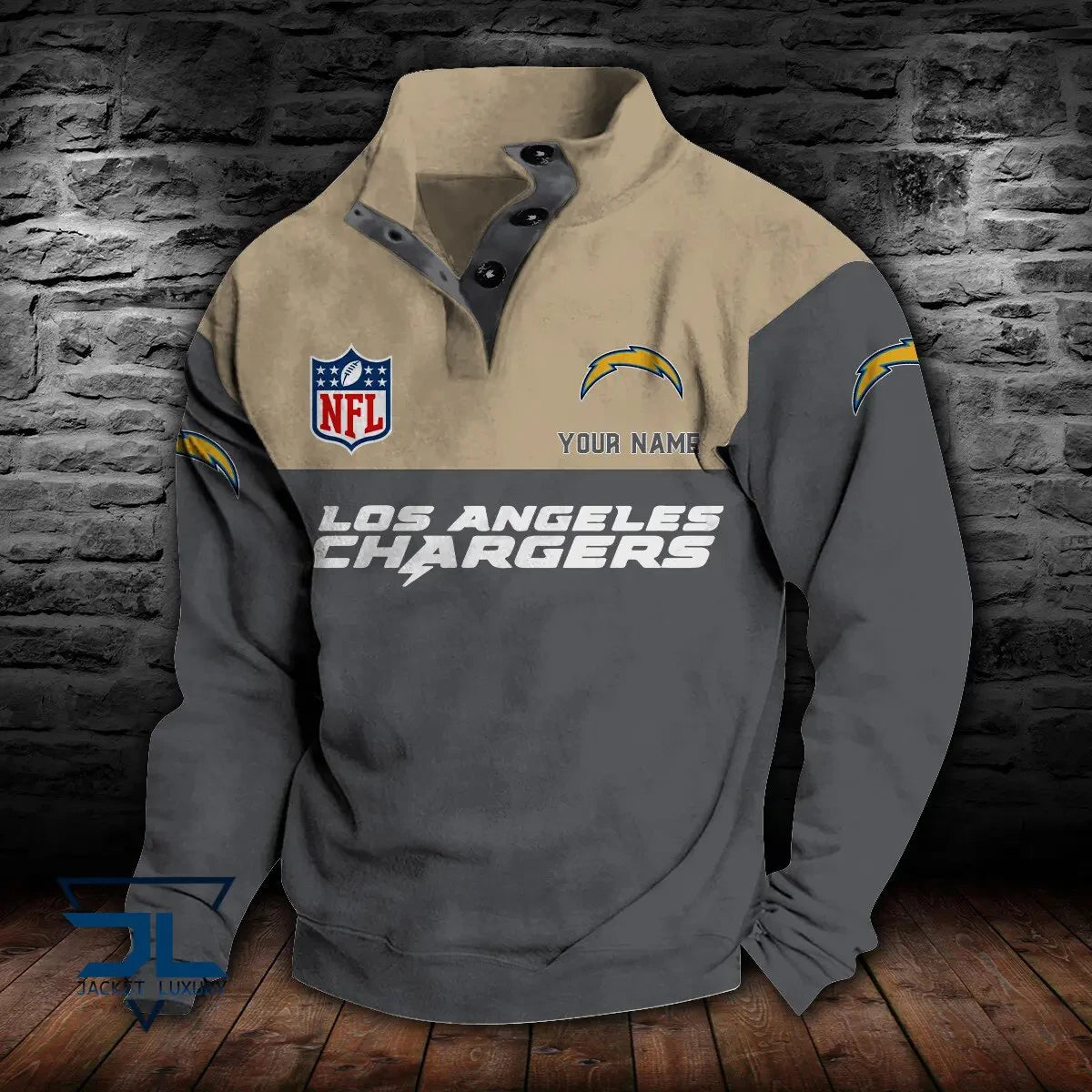 Los Angeles Chargers Double Breasted Stand Collar Hoodie S9DBSCH018