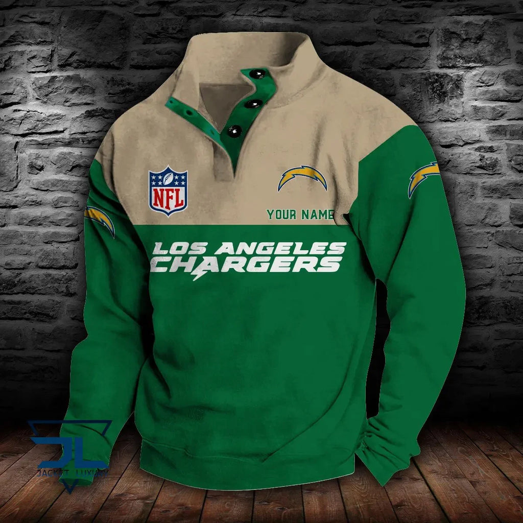 Los Angeles Chargers Double Breasted Stand Collar Hoodie S9DBSCH018
