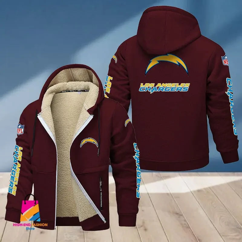 Los Angeles Chargers Multicolor Thickened Zipper Hoodies ANZTZH018