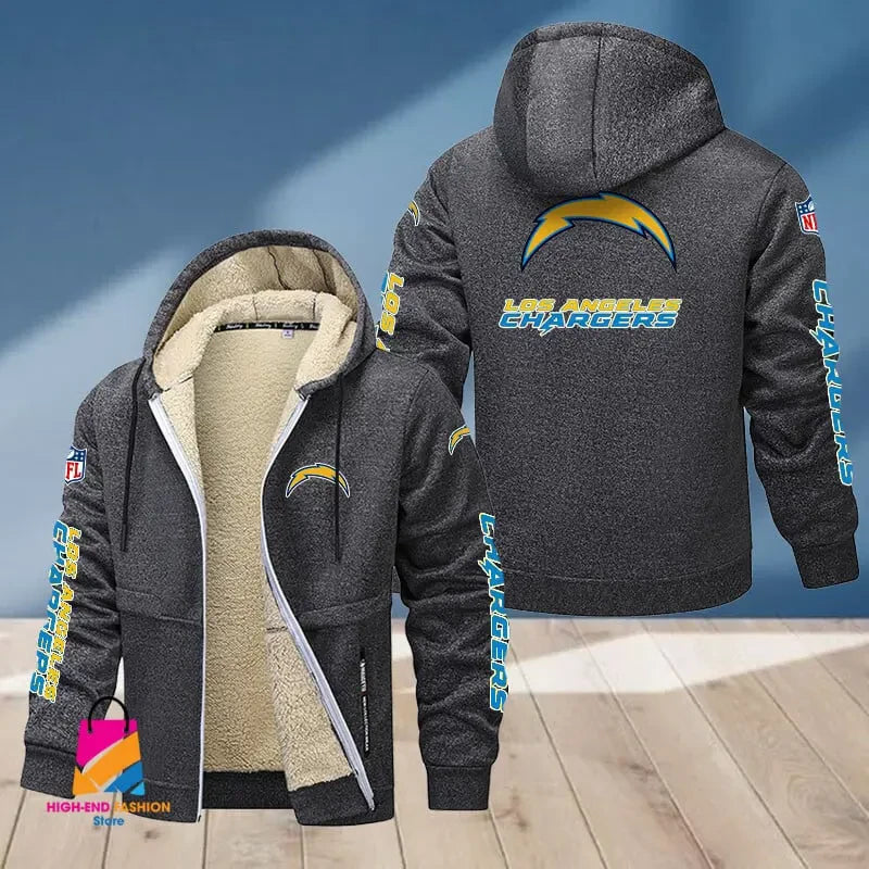 Los Angeles Chargers Multicolor Thickened Zipper Hoodies ANZTZH018