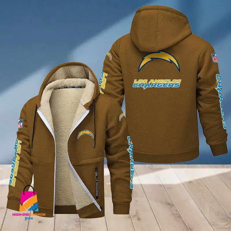 Los Angeles Chargers Multicolor Thickened Zipper Hoodies ANZTZH018