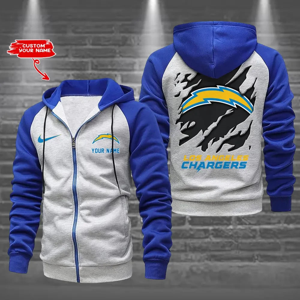 Los Angeles Chargers Zip-Up Color Block Hoodie ANZ2DZH168