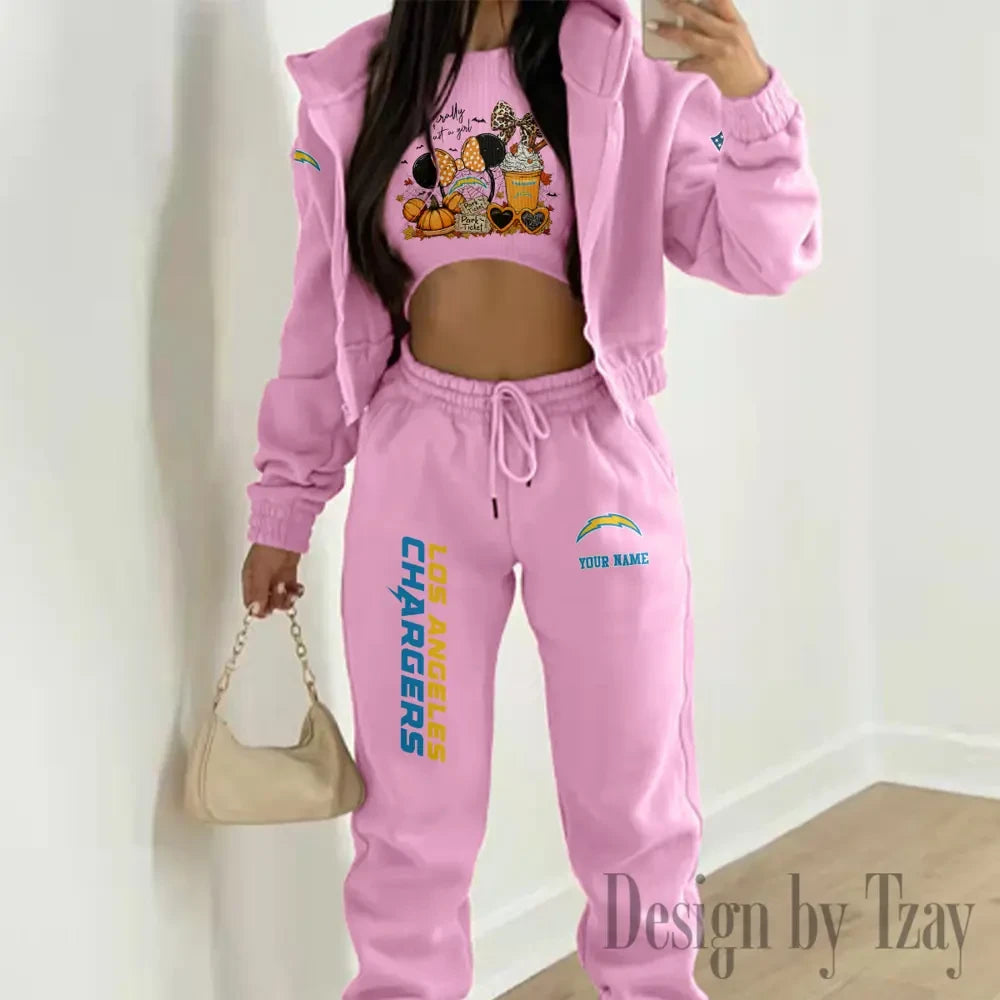 Los Angeles Chargers Personalized Women Sporty Streetwear Set SPTWAL3PS275