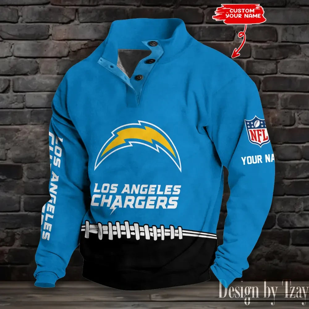 Los Angeles Chargers Casual Long Sleeve Button Up Sweatshirt S9DBSCH2334