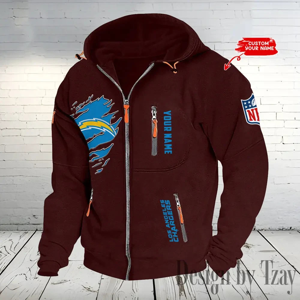 Los Angeles Chargers Hooded Cardigan Zip Hoodie ANZ2DZH238